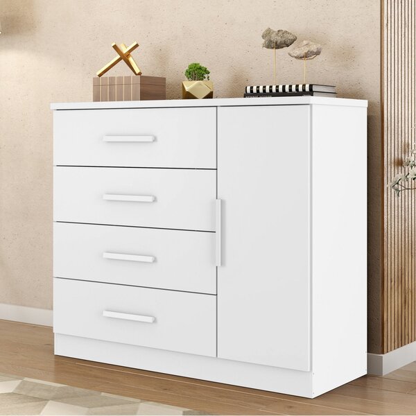 Cômoda Sapateira 1 Porta 4 Gavetas Genova Plus Branco