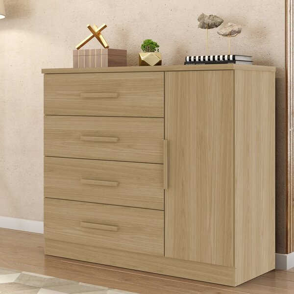 Cômoda Sapateira 1 Porta 4 Gavetas Genova Plus Freijó