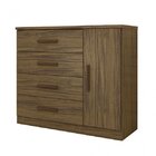 Cômoda Sapateira 1 Porta 4 Gavetas Genova Plus Zanzini Nogal