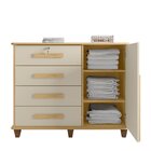 Cômoda Sapateira 1 Porta 4 Gavetas Grécia Cinamomo/off White