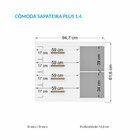 Cômoda Sapateira 1 Porta 4 Gavetas Plus Branco