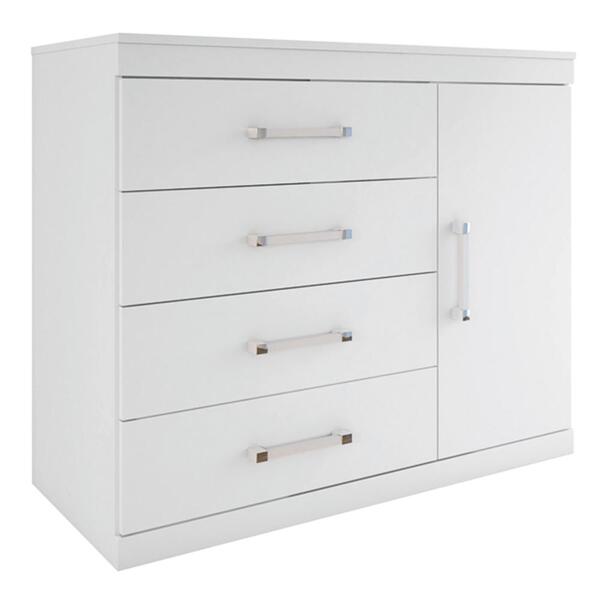 Cômoda Sapateira 1 Porta 4 Gavetas Plus Branco - Santos Andirá