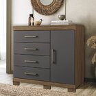 Cômoda Sapateira 1 Porta 4 Gavetas Plus Com Pés Jatobá/grafite