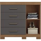 Cômoda Sapateira 1 Porta 4 Gavetas Plus Com Pés Jatobá/grafite