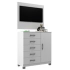 Cômoda Sapateira 1 Porta 5 Gavetas Com Pés + Painel Tv Até 43