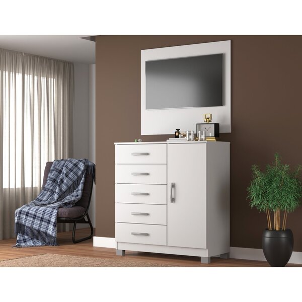 Cômoda Sapateira 1 Porta 5 Gavetas Com Pés + Painel Tv Até 43