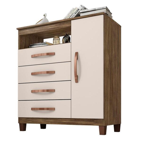 Cômoda Sapateira 1 Porta E 4 Gavetas Cannes I03 Teka/champagn