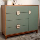 Cômoda Sapateira 1 Porta E 4 Gavetas Ipê Cinamomo / Sálvia