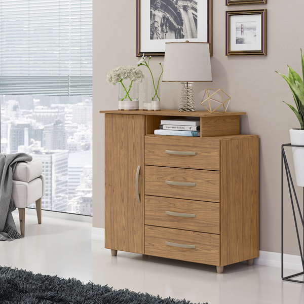 Cômoda Sapateira 1 Porta E 4 Gavetas Londrina Freijó/freijó -