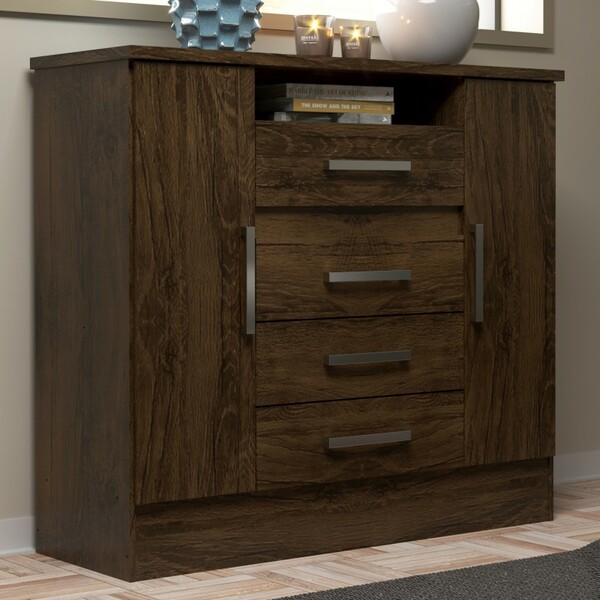 Cômoda Sapateira 2 Portas 4 Gavetas Cacau Magnitude