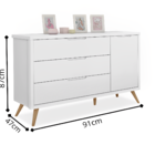 Cômoda Sapateira 3 Gavetas Old Clean Branca Potente