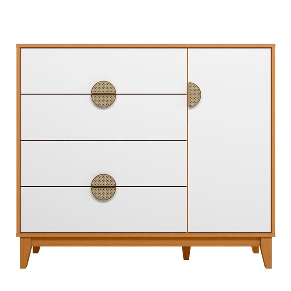 Cômoda Sapateira 4 Gavetas 1 Porta 100% Mdf Cauê  Cinamomo/br