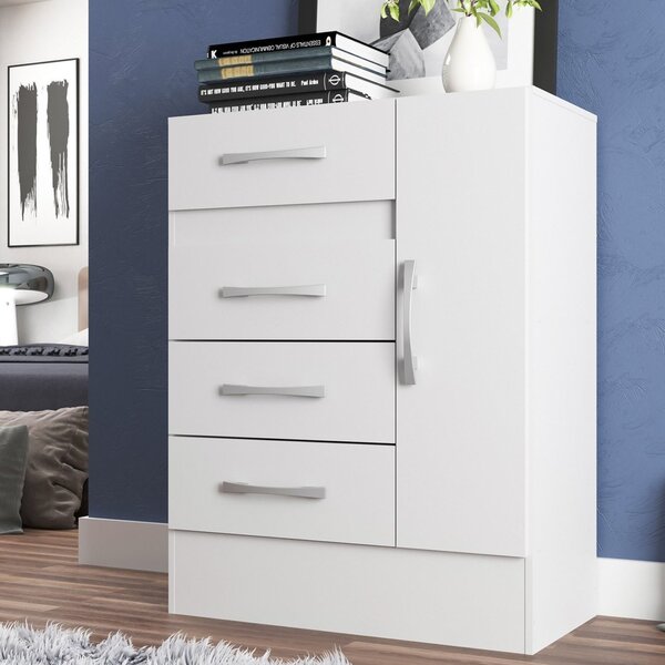 Cômoda Sapateira 4 Gavetas 1 Porta Branco