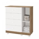 Cômoda Sapateira 4 Gavetas 1 Porta Katatau  Branco Brilho Com