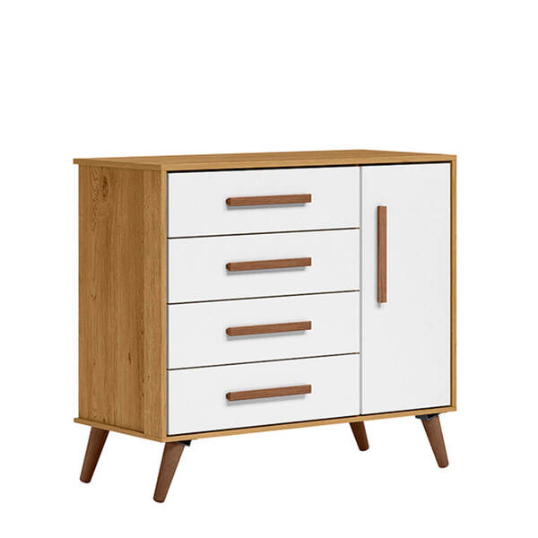 Cômoda Sapateira 4 Gavetas E 1 Porta Retrô Q Charm - Édecasam