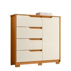 Cômoda Sapateira 4 Gavetas E 1 Porta Sole Cinamomo/off White