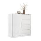 Cômoda Sapateira 4 Gavetas Espaçosas Puxador Mdf Pés Rodízios