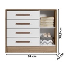 Cômoda Sapateira 4 Gavetas Floc Carvalho/Branco – Móveisaqui