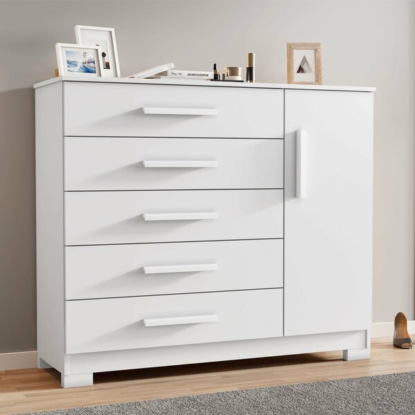 Cômoda Sapateira 5 Gavetas 109cm Pietra Branco