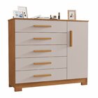 Cômoda Sapateira 5 Gavetas 109cm Pietra Cinamomo / Off White