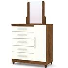 Comoda Sapateira 5 Gavetas Porta E Espelho 20016 Imbuia Rusti