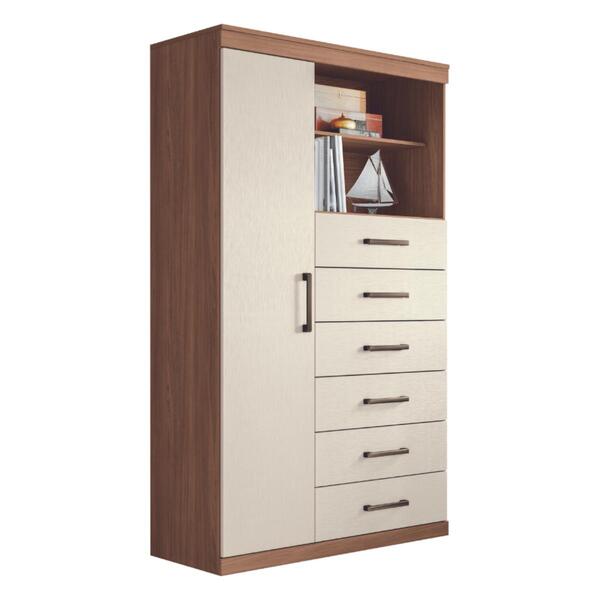Cômoda Sapateira 6 Gavetas 1 Porta Tiajin Jatobá Areia