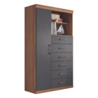 Cômoda Sapateira 6 Gavetas 1 Porta Tiajin Jatobá Grafite