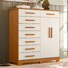 Cômoda Sapateira Alta Julieta 8 Gavetas 2 Portas Cinamomo/off
