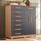 Cômoda Sapateira Alta Julieta 8 Gavetas 2 Portas Freijó/titan