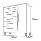 Cômoda Sapateira Aspen 1 Porta 4 Gavetas I01 - Clique Chique