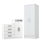 Cômoda Sapateira Áurea E Armário Multiuso Viena Branco – Demó