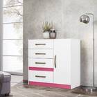Cômoda Sapateira Cecília 4 Gavetas Branco Rosa Tana Decor