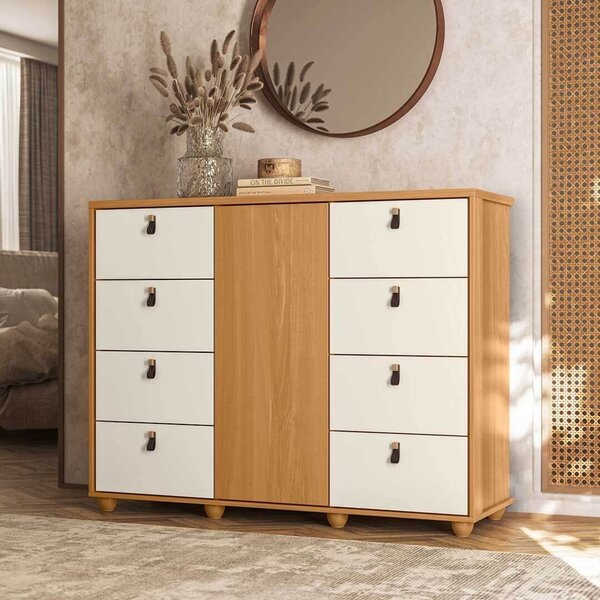 Cômoda Sapateira Com 8 Gavetas Larissa Yescasa Carvalho Grife