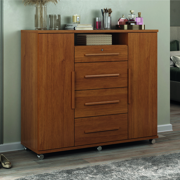 Cômoda Sapateira Com Chave 4 Gavetas 2 Portas Versátil Zanzini