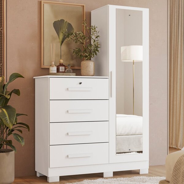 Cômoda Sapateira Com Espelho 4 Gavetas 1 Porta Cancun Espress