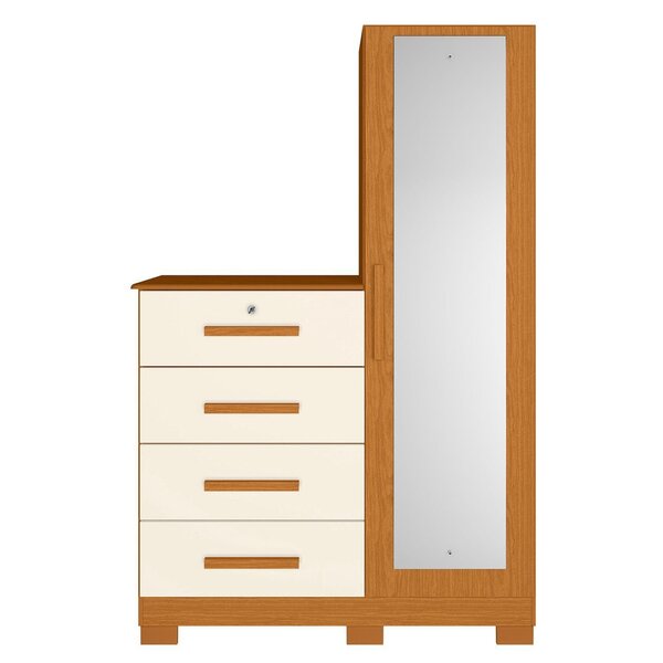 Cômoda Sapateira Com Espelho 4 Gavetas 1 Porta Cancun Espresso