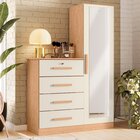 Cômoda Sapateira Com Espelho 4 Gavetas 1 Porta Cancun Freijó/