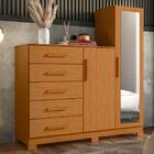 Cômoda Sapateira Com Espelho 5 Gavetas 2 Portas E Cabideiro N