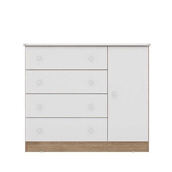 Cômoda Sapateira Doce Sonho 4 Gavetas E 1 Porta Branco Carval