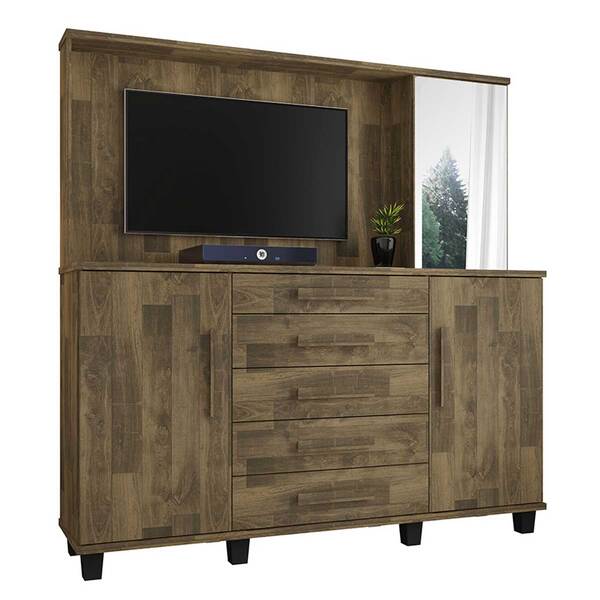 Cômoda Sapateira Estrela 2 Portas 5 Gavetas Amadeirado - Rv M