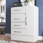 Cômoda Sapateira Grande 4 Gavetas 1 Porta Cor Branca