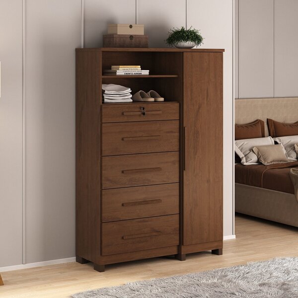 Cômoda Sapateira Imperial Mdp 1 Porta 5 Gavetas Jacarandá