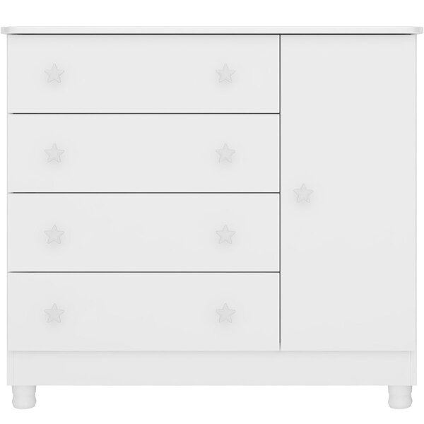 Cômoda Sapateira Infantil 1 Porta 4 Gavetas C/ Pés Doce Mel B