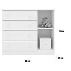 Cômoda Sapateira Infantil 1 Porta 4 Gavetas Doce Mel Rosa