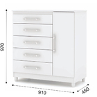 Cômoda Sapateira Infantil 1 Porta 5 Gavetas Branco Flex Line