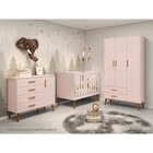 Cômoda Sapateira Infantil 4 Gavetas 1 Porta Isis  Rosa