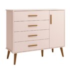 Cômoda Sapateira Infantil 4 Gavetas 1 Porta Isis  Rosa