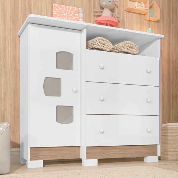 Cômoda Sapateira Infantil Betina Branco/cartagena