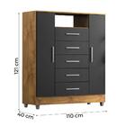 Cômoda Sapateira Isabele 2 Portas 5 Gavetas Castanho/onix