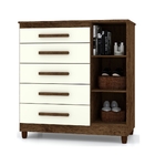 Cômoda Sapateira Line 1 Porta 5 Gavetas Vr Imbuia Champanhe